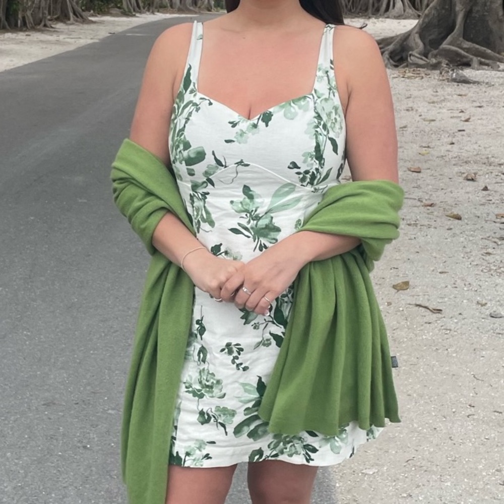 Abercrombie Corset Seamed Linen-Blend Mini Dress